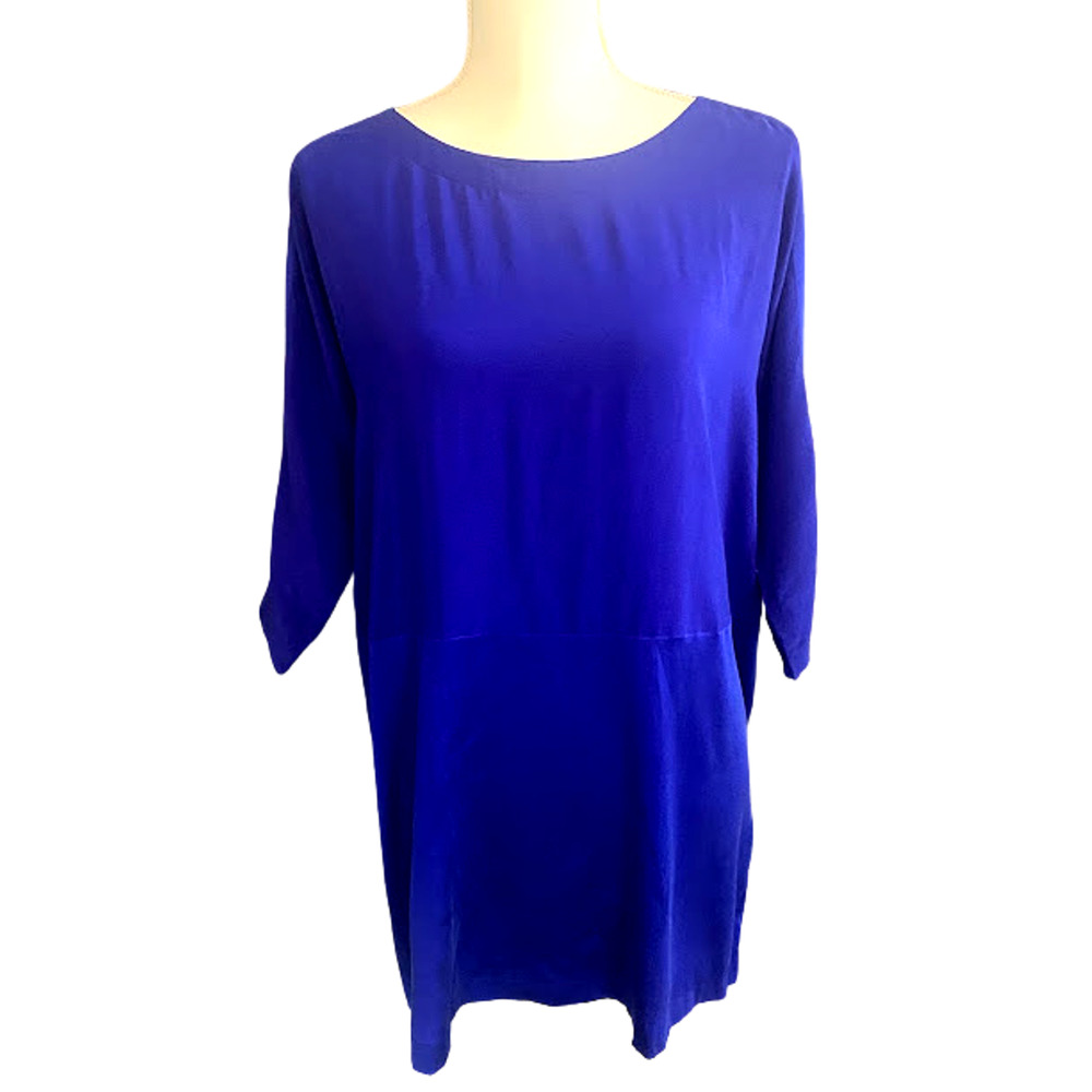 Eileen Fisher 100% Silk Purple Tunic Dress